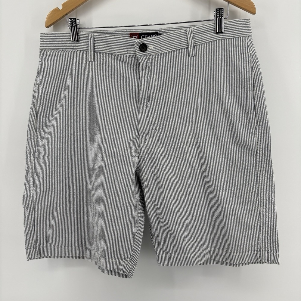 Chaps Shorts Mens 36 Seersucker Checked Blue‎ White Gingham Spring Cotton Preppy